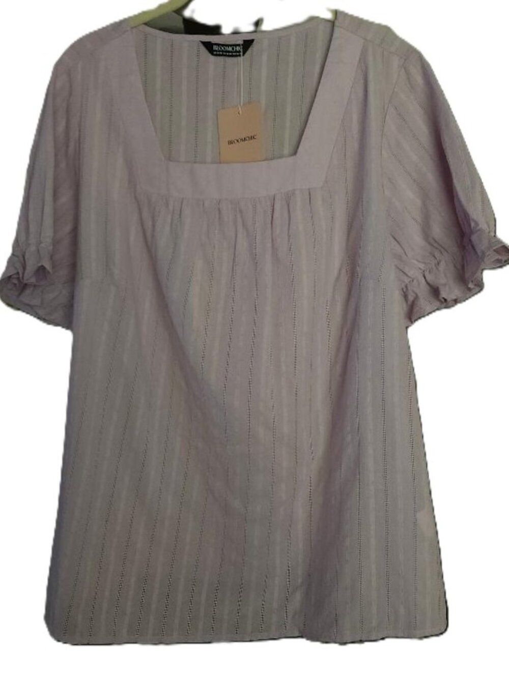 BloomChic Light Lavender Striped Square-Neck Blouse